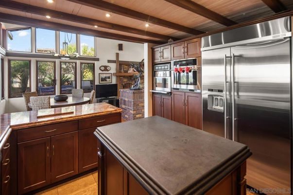 Interior, Kitchen, Recessed Lighting, Stainless Steel Appliances, Wooden Beams, Wooden Ceilings, Wood Texture Flooring