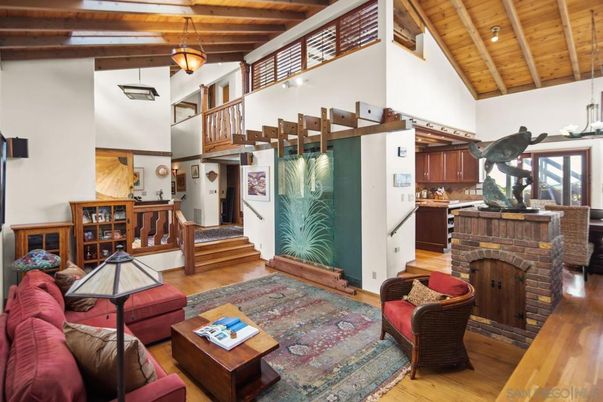 Fireplace, Interior, Living room, Pendant Lights, Wooden Beams, Wooden Ceilings, Wood Texture Flooring