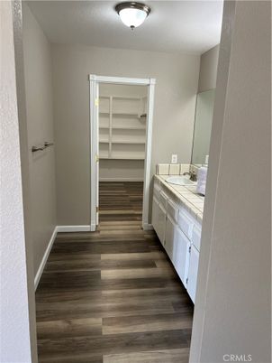 Bathroom, Interior, Tile Countertops, Wood Texture Flooring