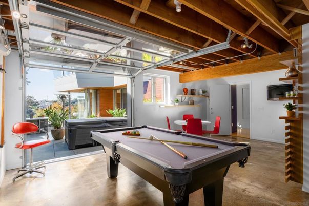 Billiard Table, Game Room, Interior, Wooden Beams