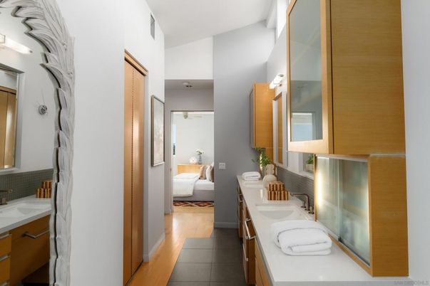 Bathroom, Dual Sink Vanities, Interior, Wood Texture Flooring