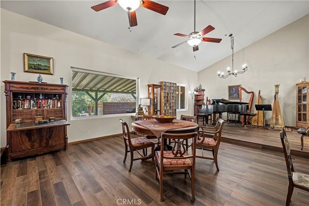 Chandelier, Dining room, Interior, Piano, Wood Texture Flooring
