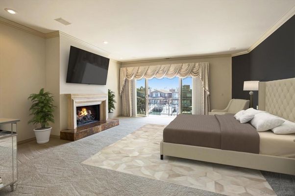 Bedroom, Fireplace, Interior, Recessed Lighting