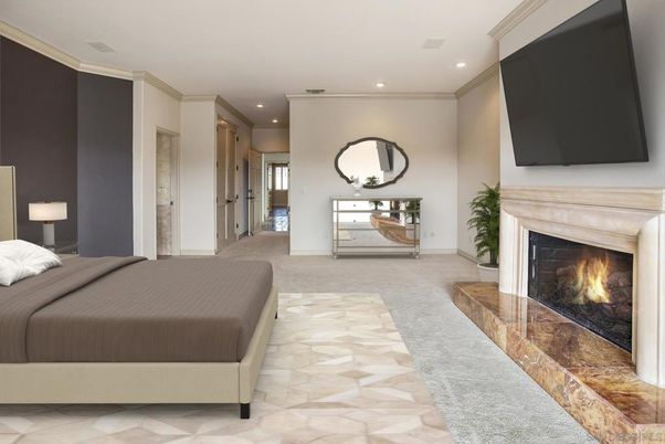 Bedroom, Fireplace, Interior, Recessed Lighting