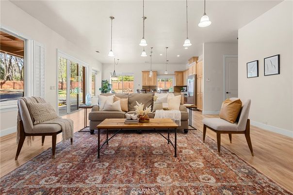 Interior, Kitchen, Living room, Pendant Lights, Recessed Lighting, Stainless Steel Appliances, Wood Texture Flooring