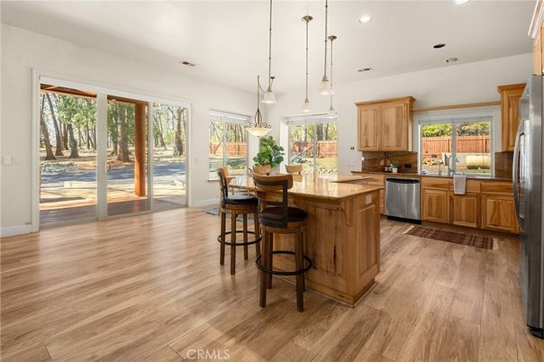Interior, Kitchen, Pendant Lights, Recessed Lighting, Wood Texture Flooring