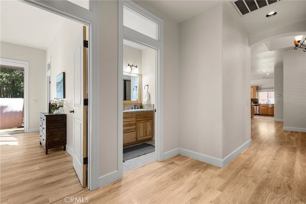 Bathroom, Interior, Recessed Lighting, Wood Texture Flooring