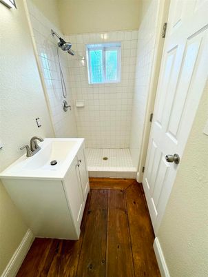 Bathroom, Interior, Tile Countertops, Wood Texture Flooring