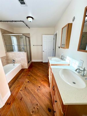 Bathroom, Dual Sink Vanities, Interior, Wood Texture Flooring