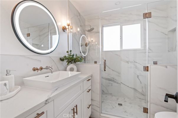 Bathroom, Glass Shower, Interior, Marble Walls