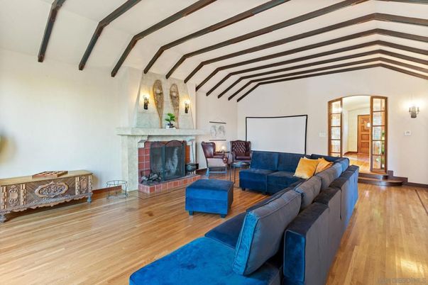 Fireplace, Interior, Living room, Wooden Beams, Wood Texture Flooring