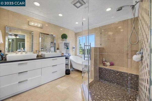 Bathroom, Dual Sink Vanities, Free Standing Baths, Glass Shower, Interior, Recessed Lighting
