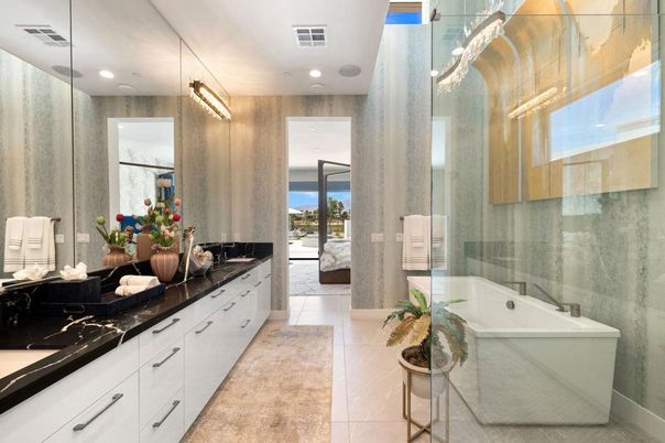 Bathroom, Dual Sink Vanities, Glass Shower, Interior, Recessed Lighting