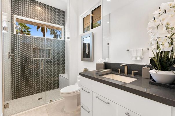 Bathroom, Glass Shower, Interior, Recessed Lighting