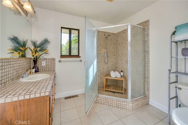 Bathroom, Glass Shower, Interior, Tile Countertops