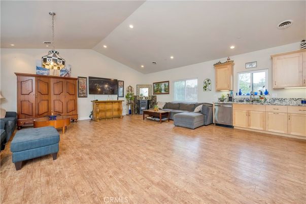 Interior, Kitchen, Living room, Pendant Lights, Recessed Lighting, Wood Texture Flooring