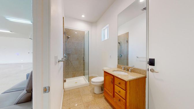 Bathroom, Glass Shower, Interior, Recessed Lighting