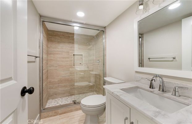 Bathroom, Glass Shower, Interior, Recessed Lighting