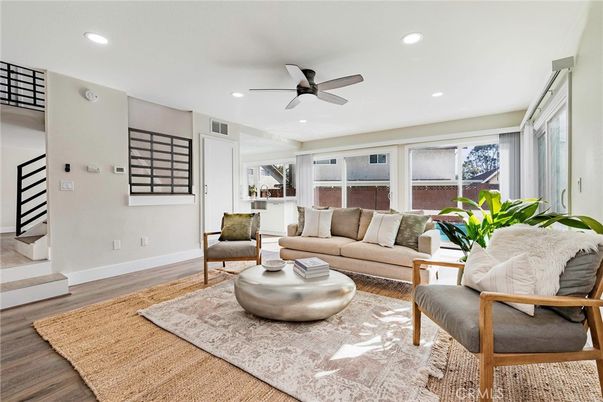 Interior, Living room, Recessed Lighting, Wood Texture Flooring