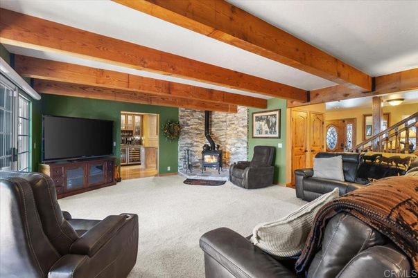 Fireplace, Interior, Living room, Stone Walls, Wooden Beams