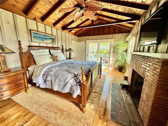 Bedroom, Fireplace, Interior, Wooden Beams, Wooden Ceilings, Wood Texture Flooring