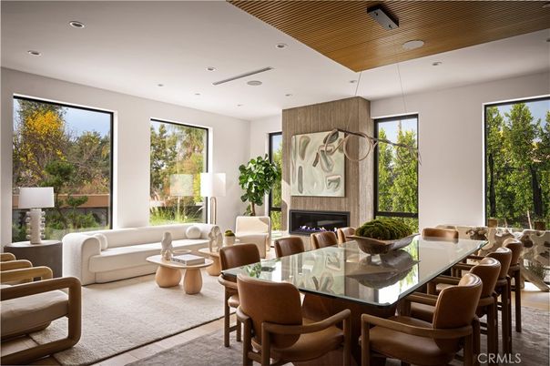 Dining room, Fireplace, Interior, Living room, Pendant Lights, Recessed Lighting