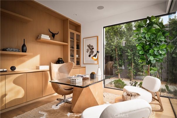 Home Office, Interior, Recessed Lighting, Wood Texture Flooring