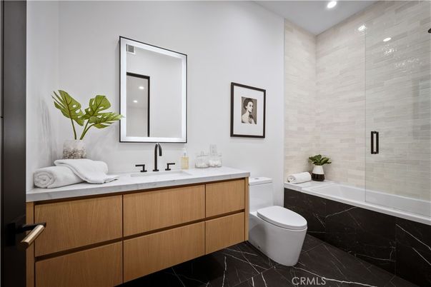 Bathroom, Glass Shower, Interior, Marble, Recessed Lighting