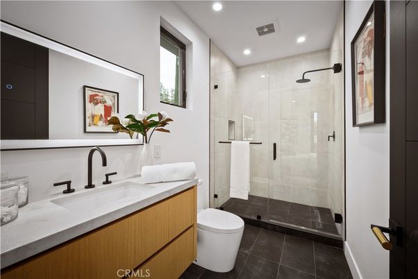 Bathroom, Glass Shower, Interior, Recessed Lighting