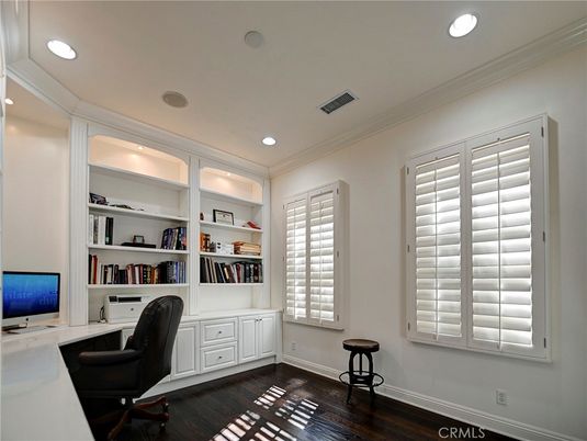 Home Office, Interior, Recessed Lighting, Wood Texture Flooring
