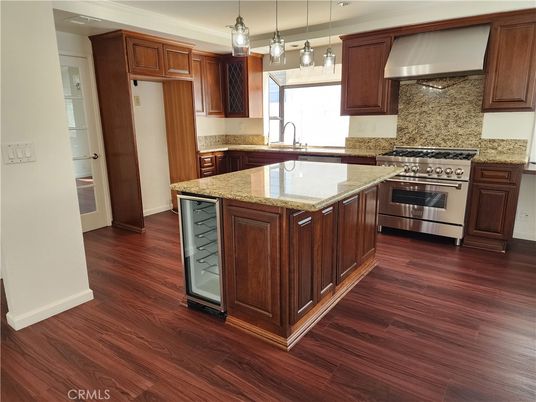 Interior, Kitchen, Pendant Lights, Stainless Steel Appliances, Wood Texture Flooring