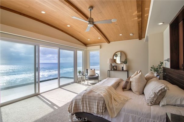 Bedroom, Interior, Recessed Lighting, Water, Wooden Beams, Wooden Ceilings