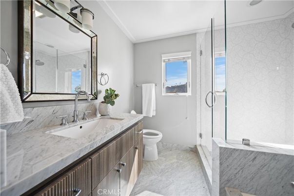 Bathroom, Glass Shower, Interior, Marble, Marble Walls