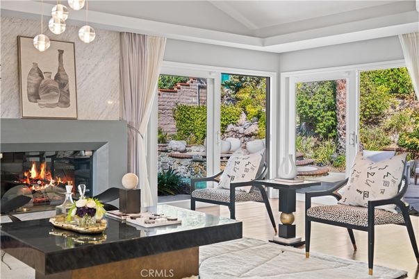 Fireplace, Interior, Living room, Pendant Lights, Wood Texture Flooring