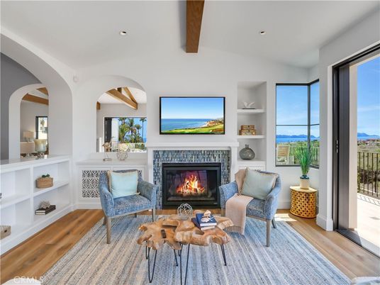Fireplace, Interior, Living room, Recessed Lighting, Wooden Beams, Wood Texture Flooring