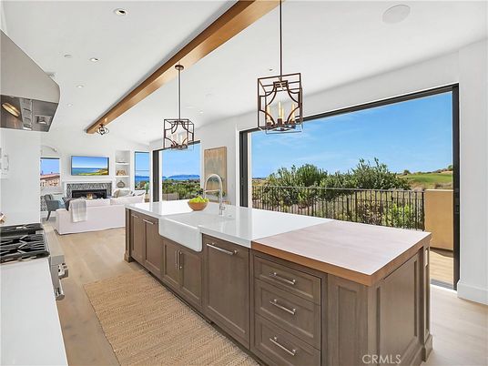 Fireplace, Interior, Kitchen, Living room, Pendant Lights, Recessed Lighting, Wooden Beams, Wood Texture Flooring