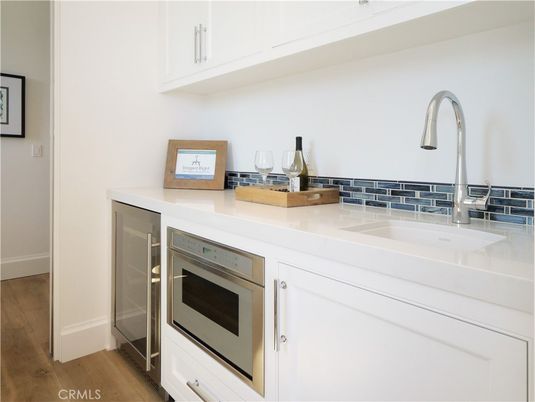 Interior, Kitchen, Tile Countertops, Wood Texture Flooring