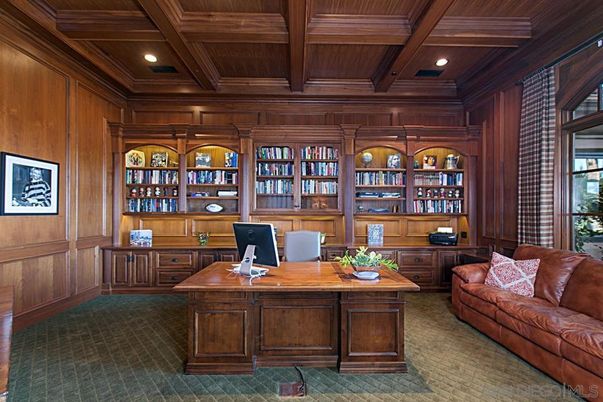 Home Office, Interior, Recessed Lighting, Wooden Beams, Wooden Ceilings, Wood Texture Flooring, Wooden Walls