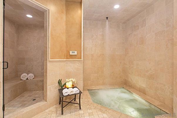 Bathroom, Interior, Pool, Recessed Lighting, Stone Walls