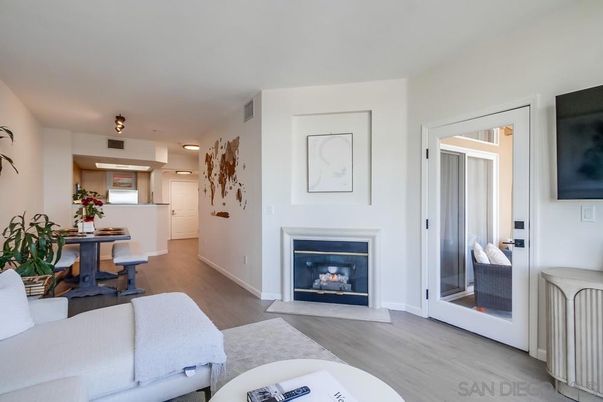 Fireplace, Interior, Recessed Lighting, Wood Texture Flooring