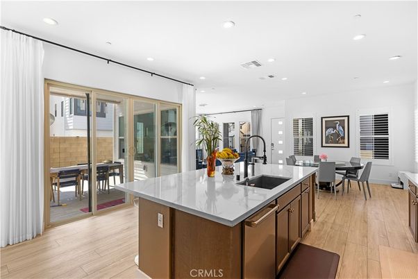 Dining room, Interior, Kitchen, Recessed Lighting, Wood Texture Flooring