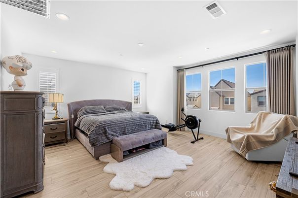 Bedroom, Fitness Equipment, Interior, Recessed Lighting, Wood Texture Flooring
