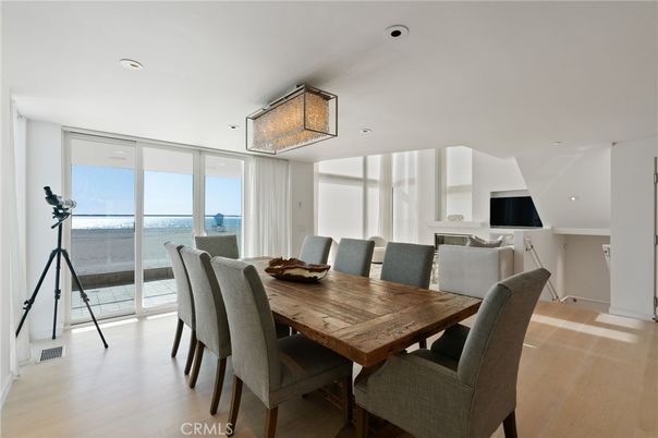 Dining room, Interior, Recessed Lighting, Water, Wood Texture Flooring