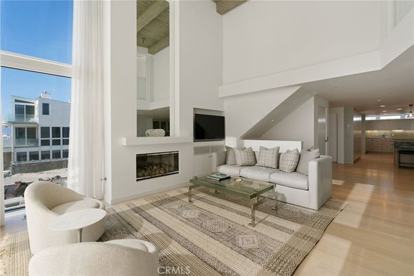 Fireplace, Interior, Kitchen, Living room, Pendant Lights, Recessed Lighting, Wood Texture Flooring