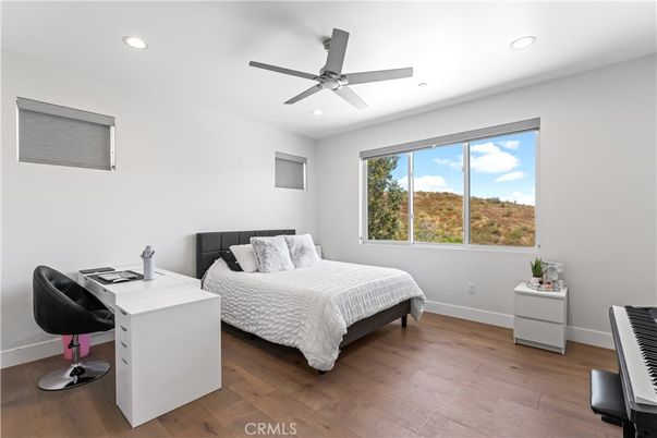 Bedroom, Home Office, Interior, Recessed Lighting, Wood Texture Flooring