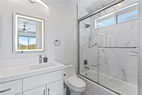 Bathroom, Glass Shower, Interior, Marble Walls, Recessed Lighting