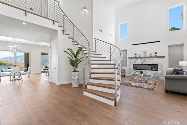 Fireplace, Interior, Recessed Lighting, Wood Texture Flooring