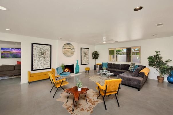 Fireplace, Interior, Living room, Recessed Lighting