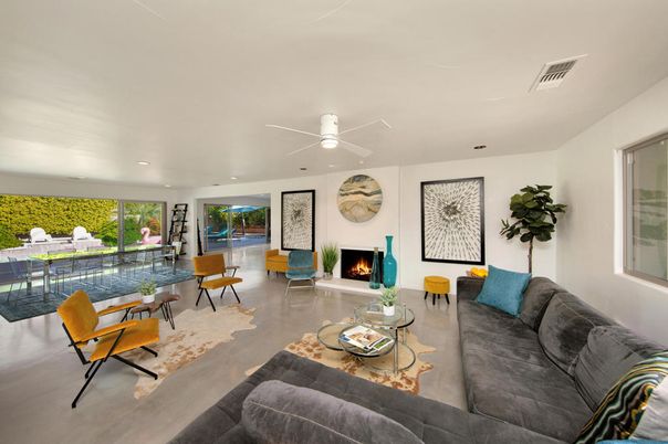 Fireplace, Interior, Living room, Recessed Lighting