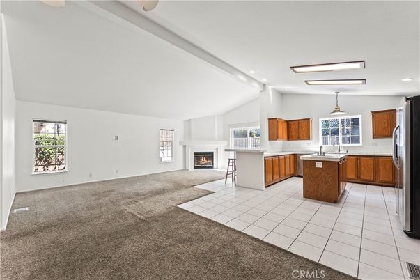 Fireplace, Interior, Kitchen, Pendant Lights, Recessed Lighting